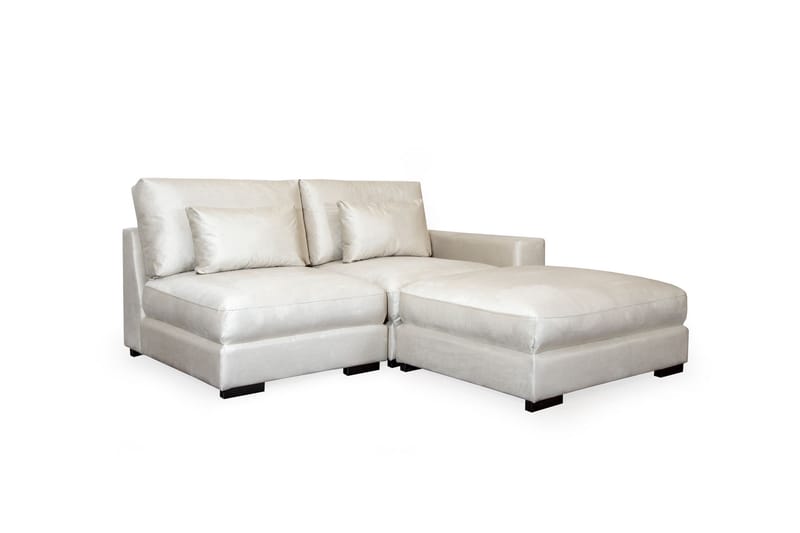 Dubai Chaiselongsofa Venstre Velour - Hvid - Sofa med chaiselong - Velour sofaer - 2-personer sofa med chaiselong