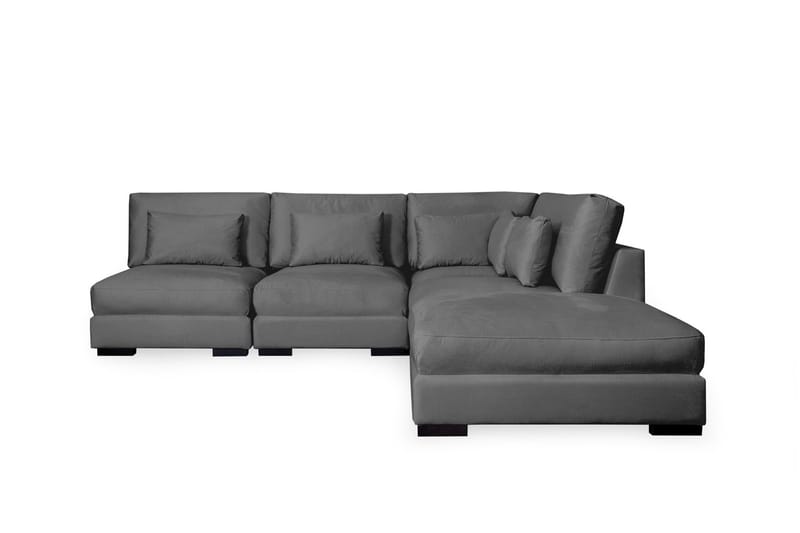 Dubai Chaiselongsofa Venstre Velour - Mørkegrå - Sofa med chaiselong - 4 personers sofa med chaiselong - Velour sofaer