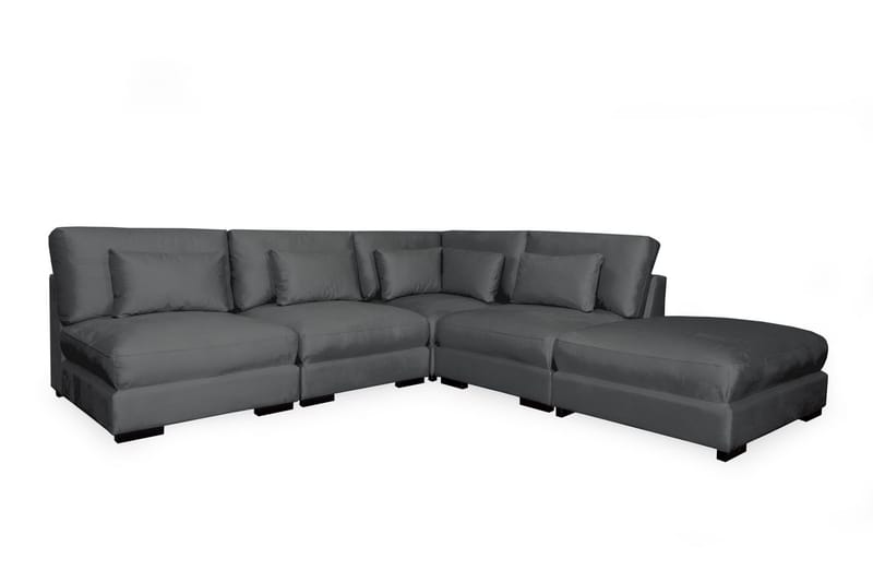 Dubai Chaiselongsofa Venstre Velour - Mørkegrå - Sofa med chaiselong - 4 personers sofa med chaiselong - Velour sofaer