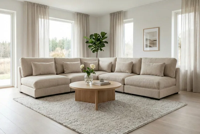 Dubai hjørnesofa ekstra dyb i Chenille - Beige - Møbler - Sofaer - Hjørnesofa