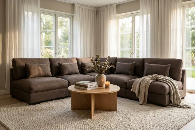 Dubai hjørnesofa ekstra dyb i Chenille - Mørkebrun - Møbler - Sofaer - Hjørnesofa