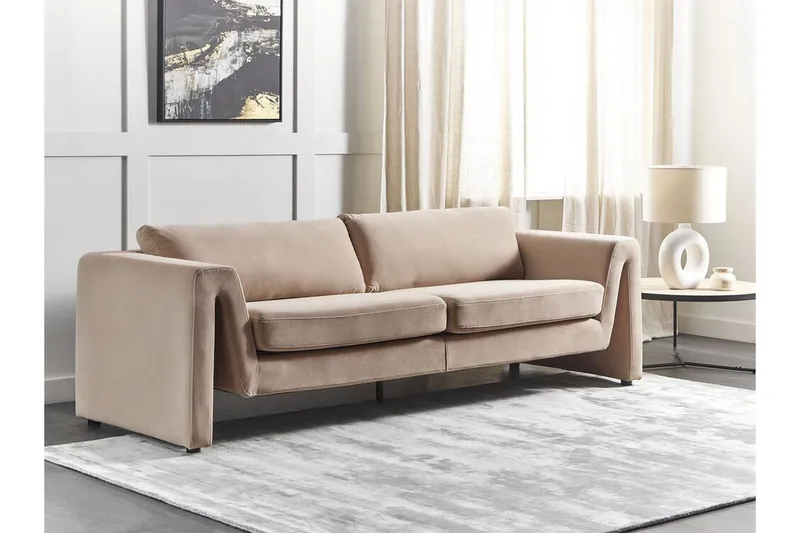 Durran Sofa 3-personers - Beige/Sort - Møbler - Sofaer - Velour sofaer