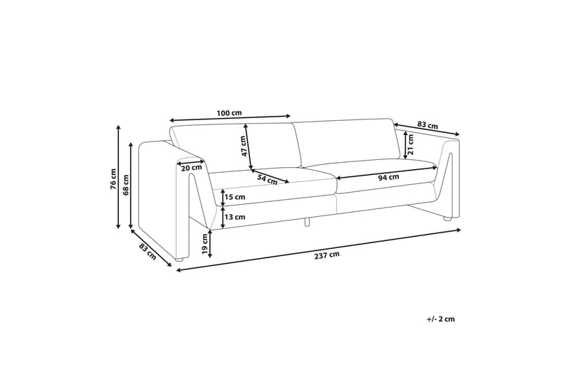 Durran Sofa 3-personers - Grå/Sort - Møbler - Sofaer - 3 personers sofa