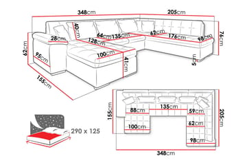 Dynir Sofa med Chaiselong og Divan 4-personers - Blå/Beige - Møbler - Sofaer - U Sofa