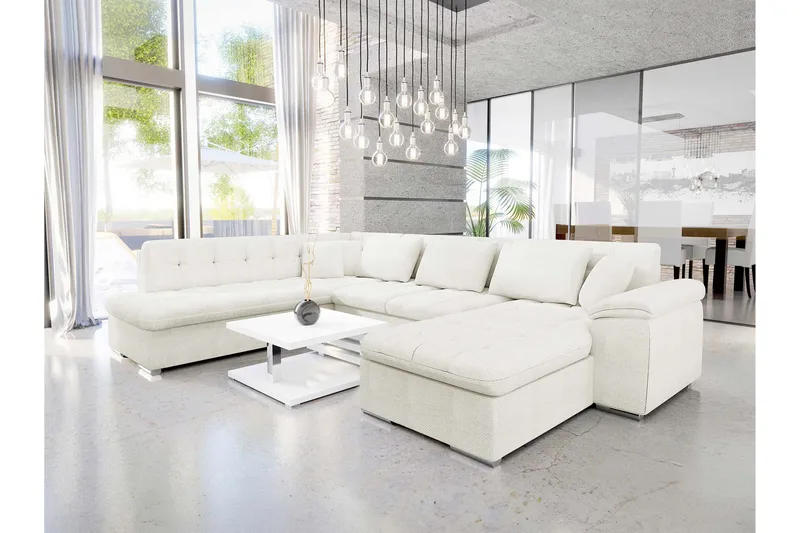 Dynir Sofa med Chaiselong og Divan 4-personers - Hvid - Møbler - Sofaer - U Sofa