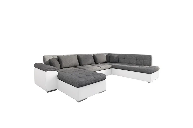 Dynir Sofa med Chaiselong og Divan 4-personers, Hvid/Grå