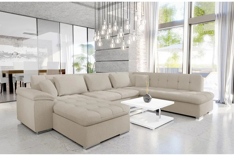 Dynir Sofa med Chaiselong og Divan 4-personers - Beige - Møbler - Sofaer - U Sofa