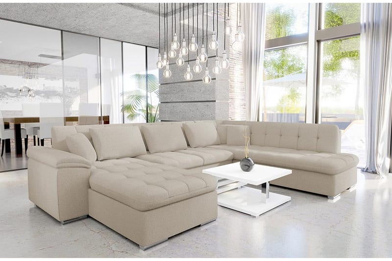 Dynir Sofa med Chaiselong og Divan 4-personers - Beige - Møbler - Sofaer - U Sofa