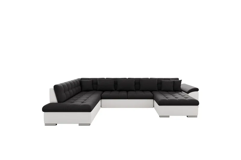 Dynir Sofa med Chaiselong og Divan 4-personers, Hvid/Sort