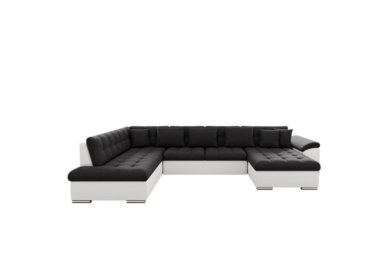 Dynir Sofa med Chaiselong og Divan 4-personers - Hvid/Sort - Møbler - Sofaer - Lædersofaer