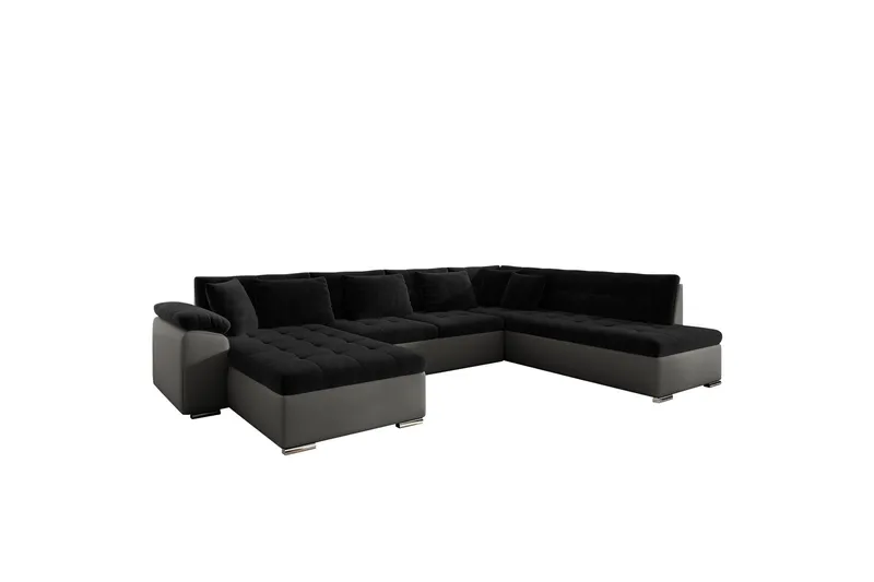 Dynir Sofa med Chaiselong og Divan 4-personers, Sort/Grå