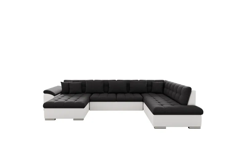 Dynir Sofa med Chaiselong og Divan 4-personers, Hvid/Sort