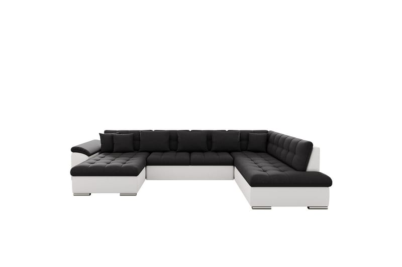 Dynir Sofa med Chaiselong og Divan 4-personers - Hvid/Sort - Møbler - Sofaer - Lædersofaer