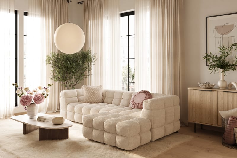 Elise 3-personers Sofa med Chaiselong Højre - Beige Teddy - Møbler - Sofaer - Sofa med chaiselong