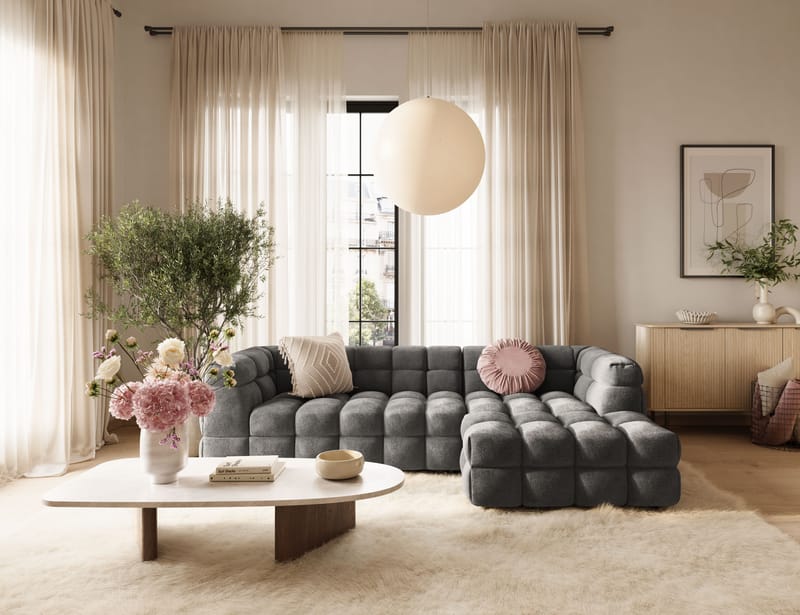 Elise 3-personers Sofa med Chaiselong Højre - Mørkegrå - Møbler - Sofaer - Sofa med chaiselong