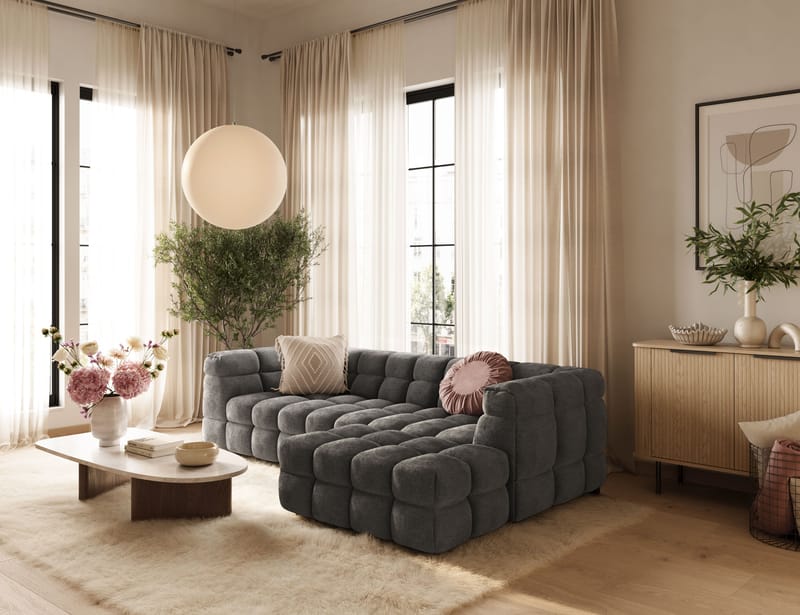 Elise 3-personers Sofa med Chaiselong Højre - Mørkegrå - Møbler - Sofaer - Sofa med chaiselong