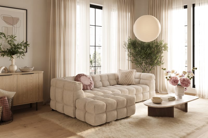 Elise 3-personers Sofa med Chaiselong Venstre - Beige - Møbler - Sofaer - Sofa med chaiselong