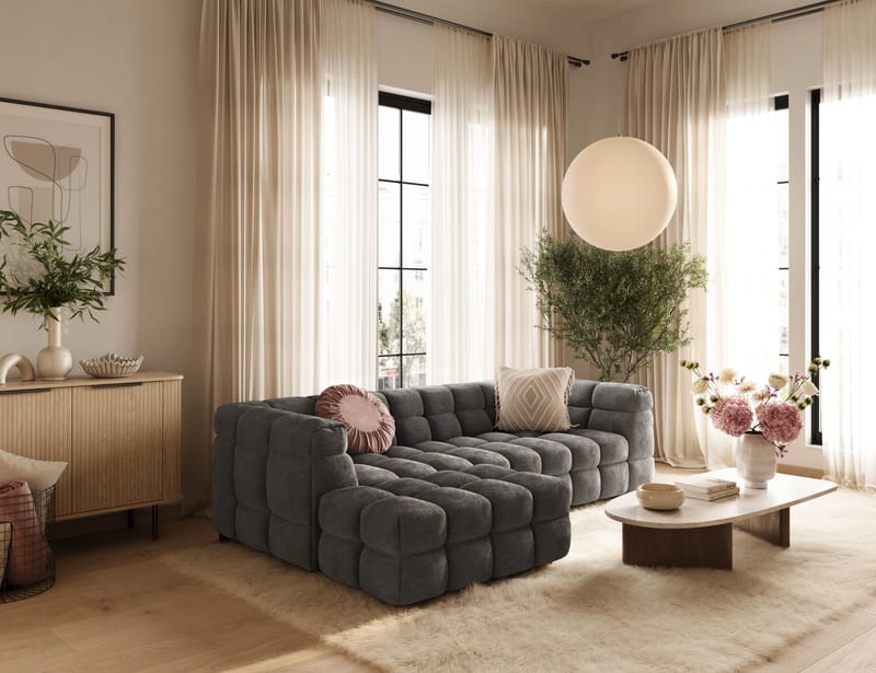 Elise 3-personers Sofa med Chaiselong Venstre - Mørkegrå - Møbler - Sofaer - Sofa med chaiselong