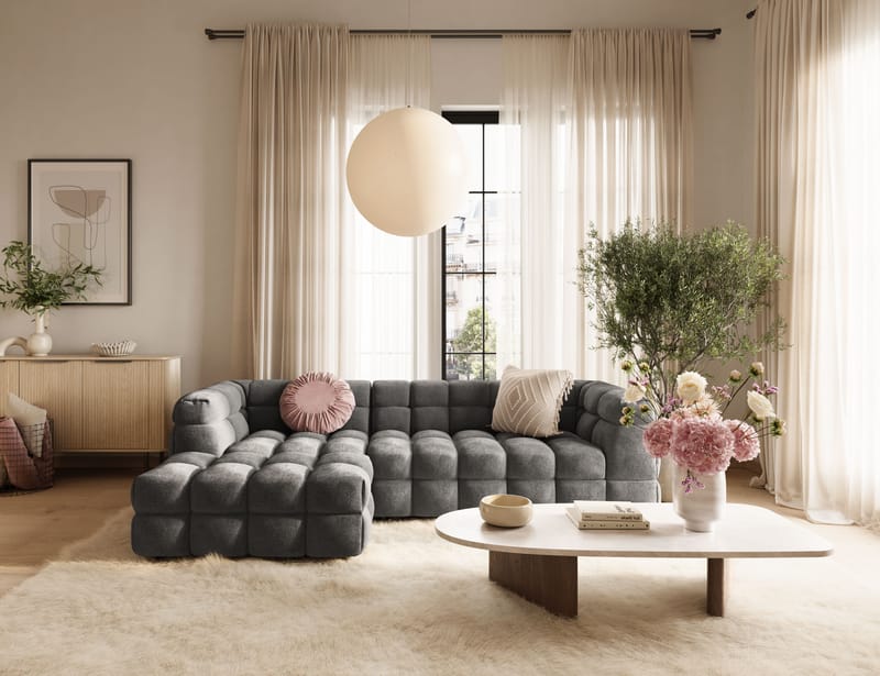 Elise 3-personers Sofa med Chaiselong Venstre - Mørkegrå - Møbler - Sofaer - Sofa med chaiselong