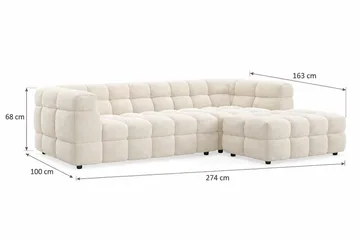 Elise 4-sæders Højrevendt L-formet Boblet Chaiselongsofa 274 cm i Bouclé - Cremehvid - Møbler - Sofaer - Sofa med chaiselong