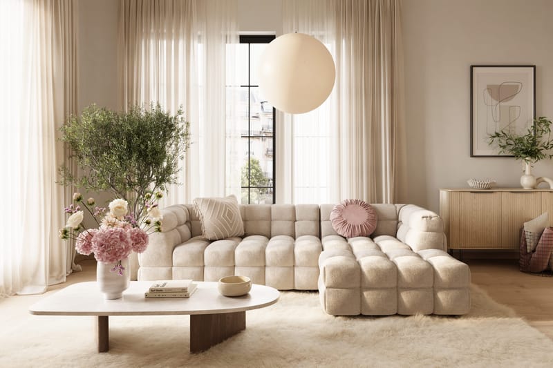 Elise 4-personers Sofa med Chaiselong Højre - Beige - Møbler - Sofaer - Sofa med chaiselong