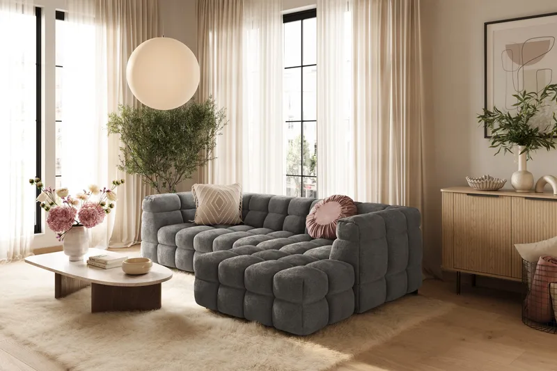 Elise 4-personers Sofa med Chaiselong Højre - Mørkegrå - Møbler - Sofaer - Sofa med chaiselong