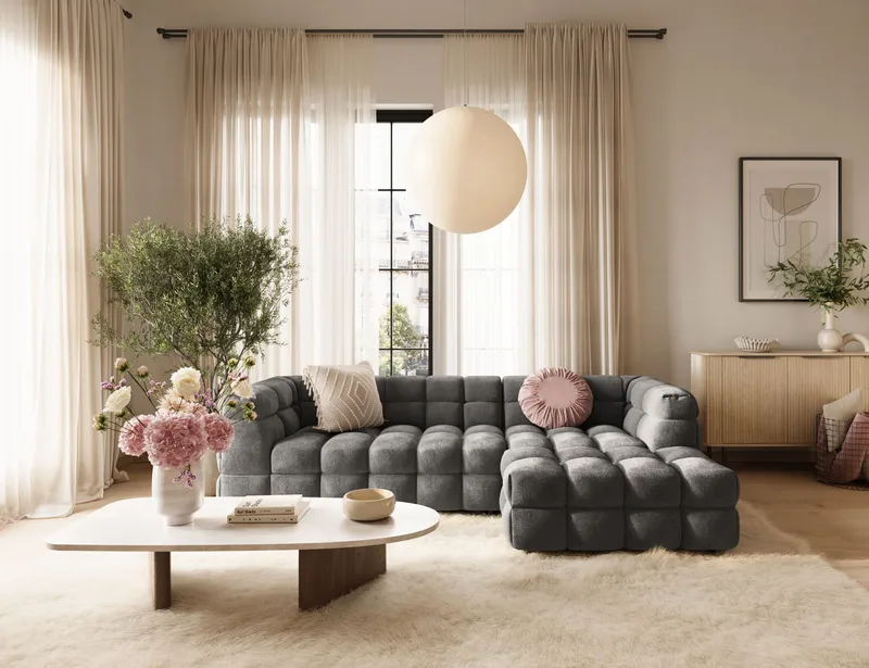 Elise 4-personers Sofa med Chaiselong Højre - Mørkegrå - Møbler - Sofaer - Sofa med chaiselong