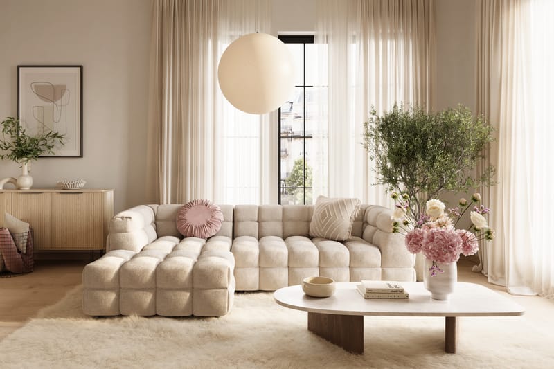Elise 4-personers Sofa med Chaiselong Venstre - Beige - Møbler - Sofaer - Sofa med chaiselong
