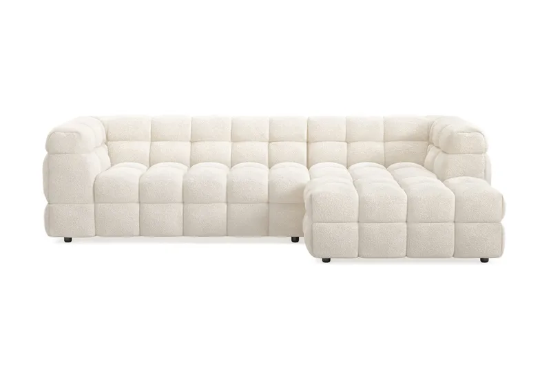 Elise boblet 4-personers sofa med højrevendt divan - Beige - Møbler - Sofaer - Sofa med chaiselong