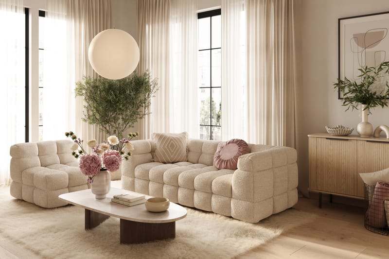Elise Boblet Sofagruppe 3-personers Sofa + Lænestol - Beige - Møbler - Sofaer - Sofagrupper
