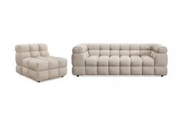 Elise Boblet Sofagruppe 3-personers Sofa + Lænestol - Beige - Møbler - Sofaer - Sofagrupper