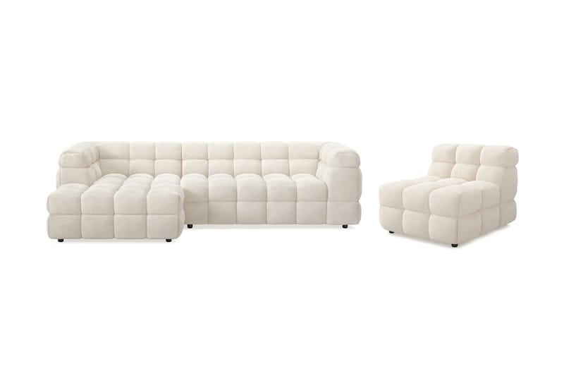 Elise Boblet Sofagruppe 3-personers Chaiselongsofa Venstre + Lænestol - Beige - Møbler - Sofaer - Sofagrupper