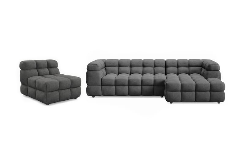 Elise Boblet Sofagruppe 3-personers Chaiselongsofa Højre + Lænestol - Mørkegrå - Møbler - Sofaer - Sofagrupper