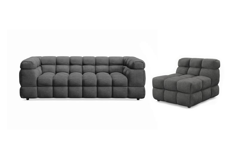 Elise Boblet Sofagruppe 3-personers Sofa + Lænestol - Mørkegrå - Møbler - Sofaer - Sofagrupper