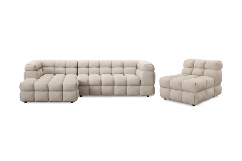 Elise Boblet Sofagruppe 3-personers Chaiselongsofa Venstre + Lænestol - Beige - Møbler - Sofaer - Sofagrupper