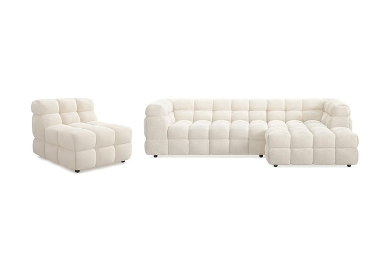 Elise Boblet Sofagruppe 3-personers Chaiselongsofa Højre + Lænestol - Beige - Møbler - Sofaer - Sofagrupper