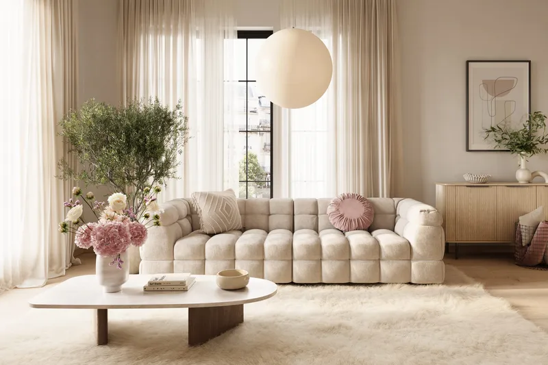 Elise Boblet Sofagruppe 4-personers Sofa + Lænestol - Beige - Møbler - Sofaer - Sofagrupper