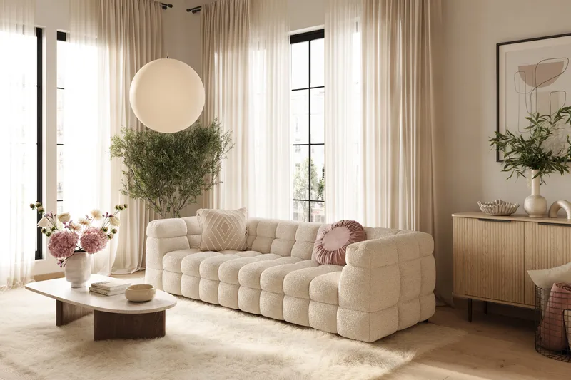 Elise Boblet Sofagruppe 4-personers Sofa + Lænestol - Beige - Møbler - Sofaer - Sofagrupper