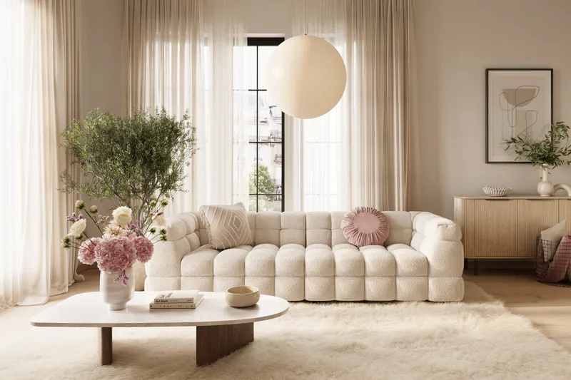 Elise Boblet Sofagruppe 4-personers Sofa + Lænestol - Beige - Møbler - Sofaer - Sofagrupper