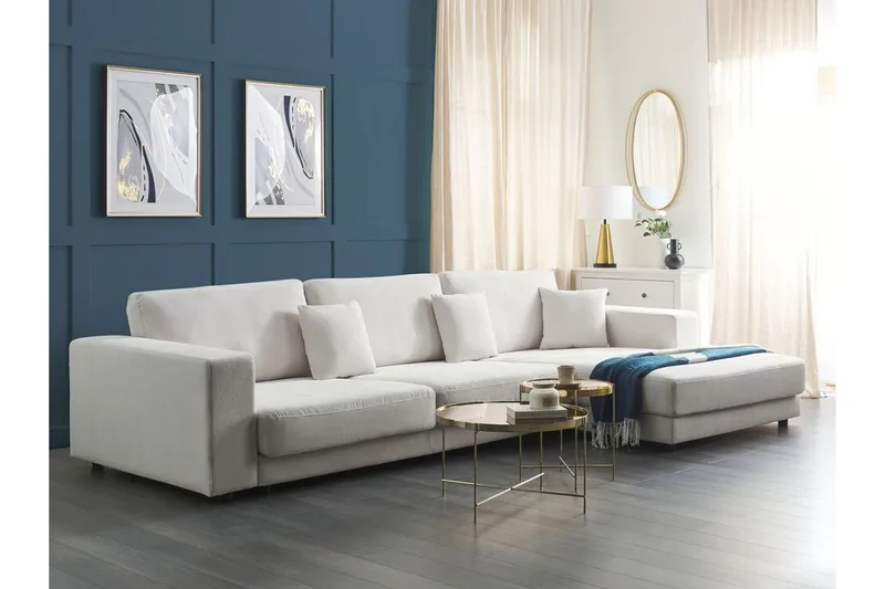 Ersi Hjørnesofa 4-personers - Hvid/Sort - Møbler - Sofaer - Hjørnesofa - Hjørnesofa med chaiselong