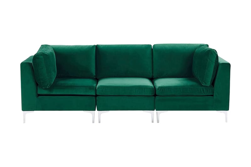 Evja 3-Pers. Sofa - Velour/Grøn - 3 personers sofa