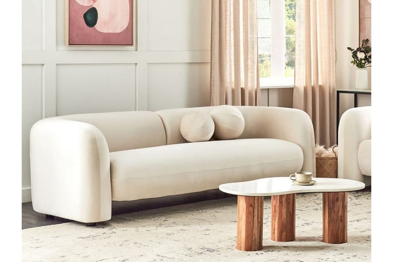 Fabion Sofa 3-personers - Creme - Møbler - Sofaer - Velour sofaer