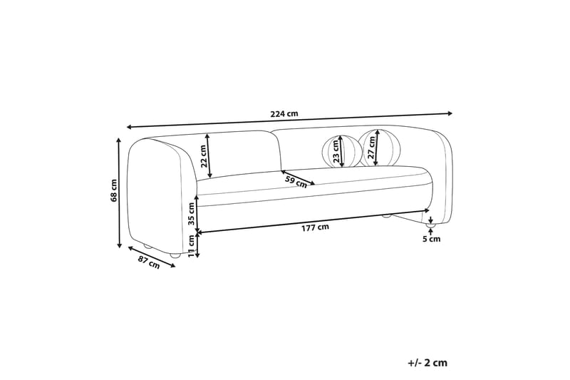 Fabion Sofa 3-personers - Beige - Møbler - Sofaer - 3 personers sofa