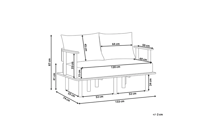 Fadey Sofa 2-personers - Beige/Lyst træ - Møbler - Sofaer - 2 personers sofa