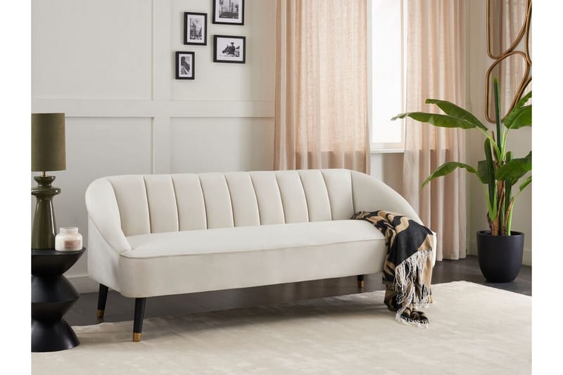 Farrin Sofa 3-personers - Hvid/Sort/Guld - Møbler - Sofaer - Velour sofaer