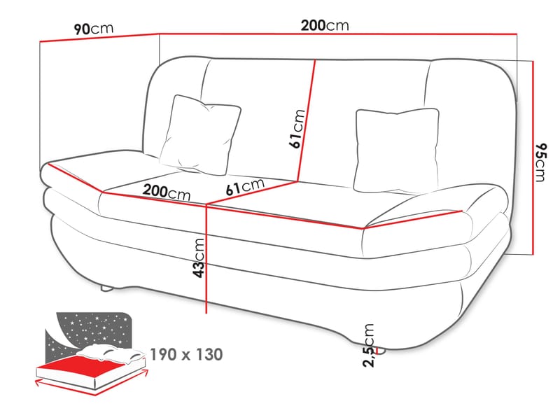 Figurelle 3-personers sovesofa - beige - Møbler - Sofaer - Sovesofaer