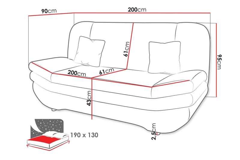 Figurelle Sovesofa 2-Personers - Beige - Møbler - Sofaer - Sovesofaer