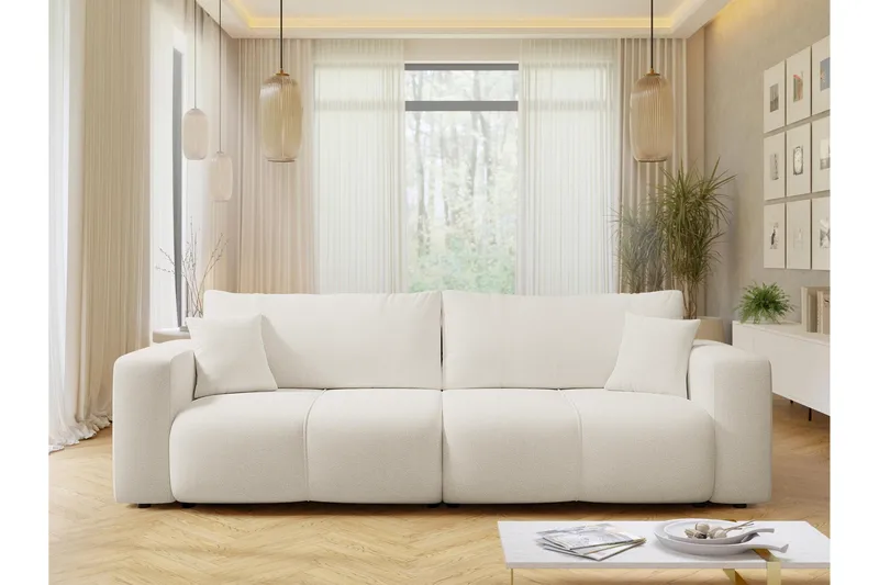 Flo Sovesofa 3-personers i Plys - Grå - Møbler - Sofaer - Sovesofaer