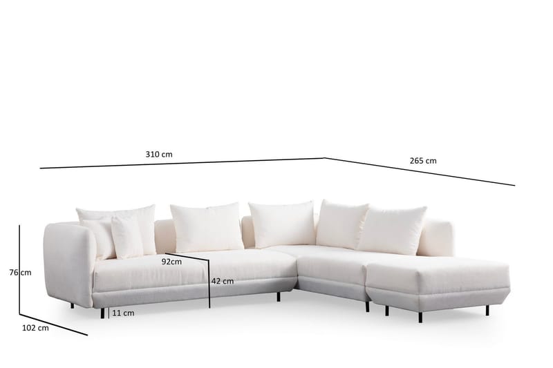 Floransa 4-personers Sofa med Chaiselong - Hvid - Møbler - Sofaer - Sofa med chaiselong