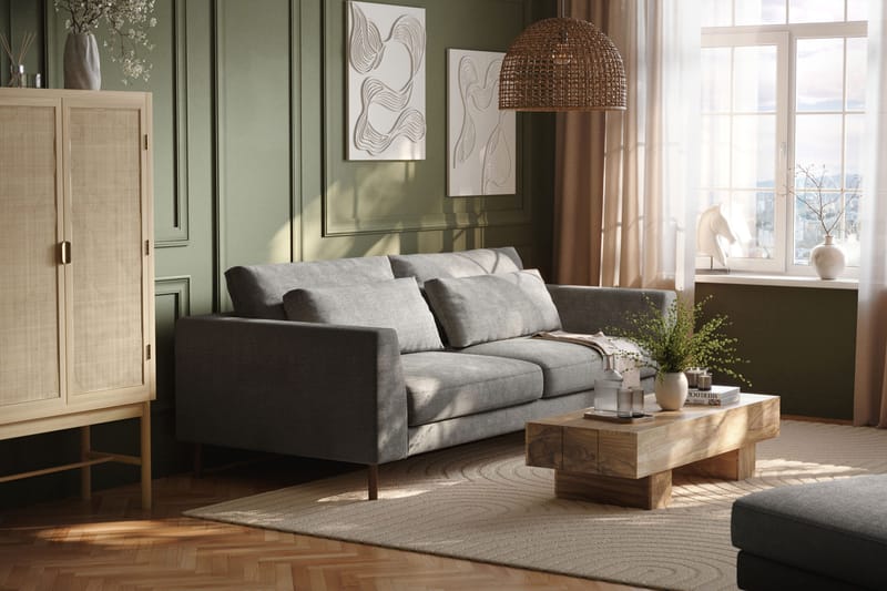 Florenz 3-personers Sofa i Chenille - Lysegrå - Møbler - Sofaer - 3 personers sofa